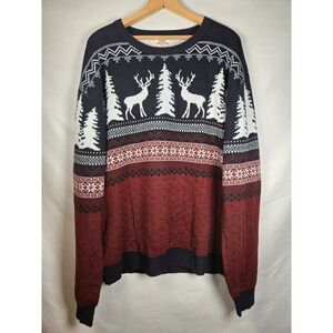 Daisy Boutique Fair Isle Reindeer Christmas Pullover Acrylic Sweater Men's Large